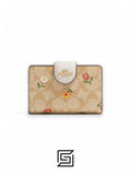 Medium Corner Zip Wallet In Signature Canvas With Nostalgic Ditsy Print CH480