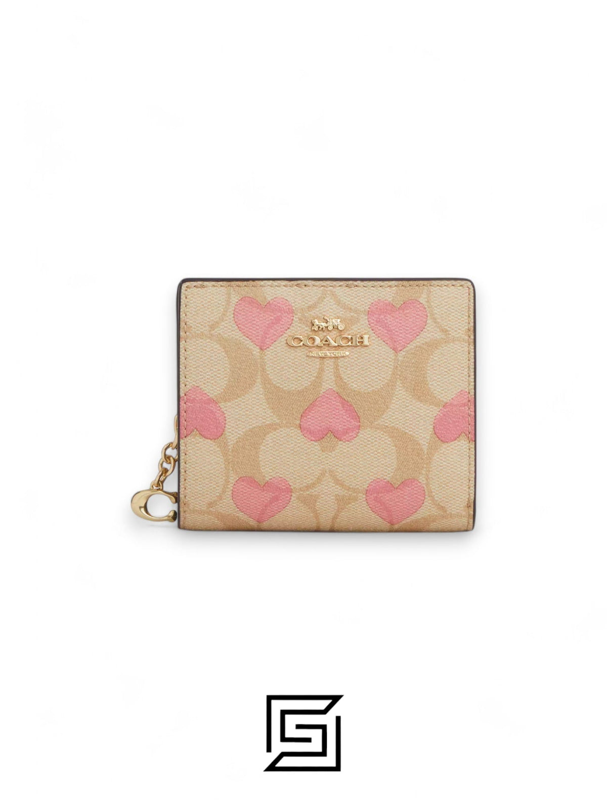 Snap Wallet In Signature Canvas With Heart Print Style No. CQ145