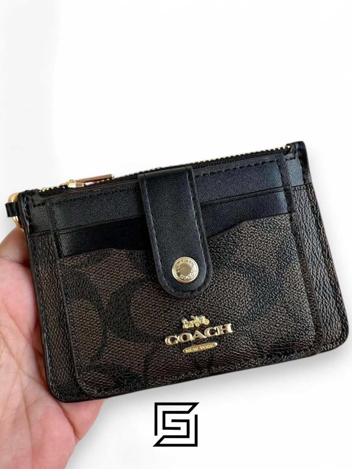 Attachment Card Case In Signature Canvas C7398 Brown x Black