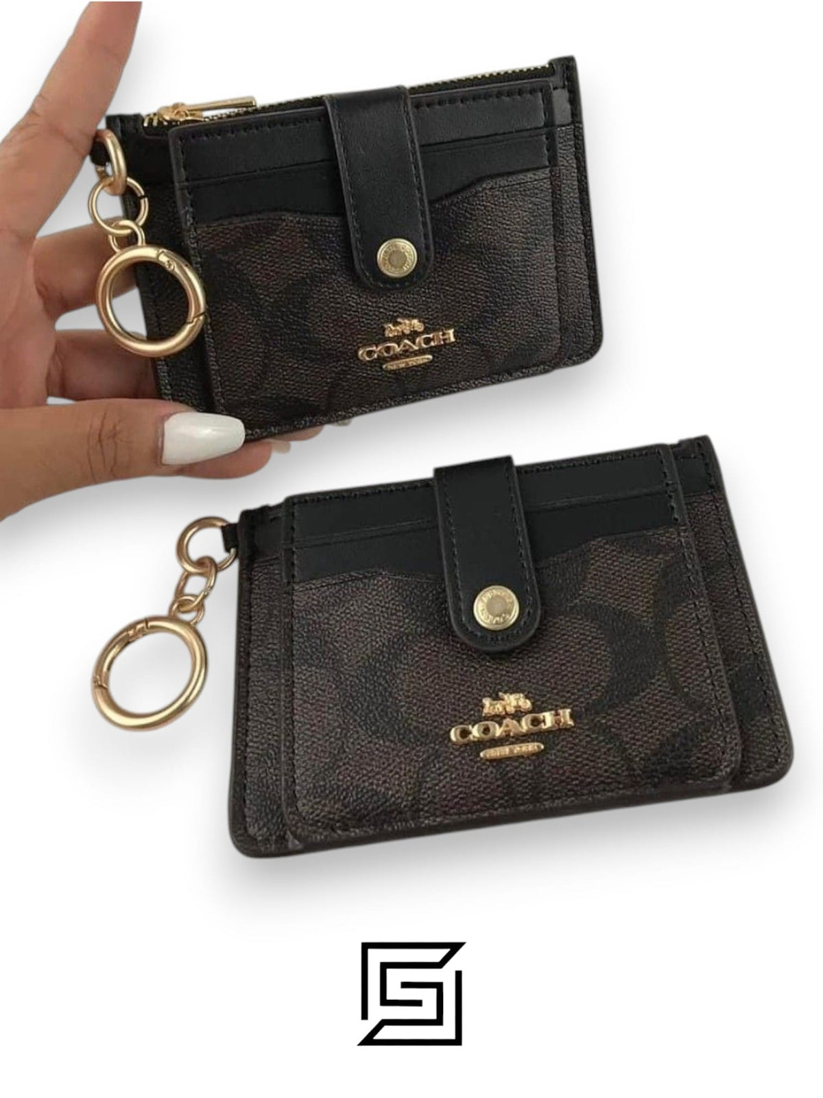Attachment Card Case In Signature Canvas C7398 Brown x Black