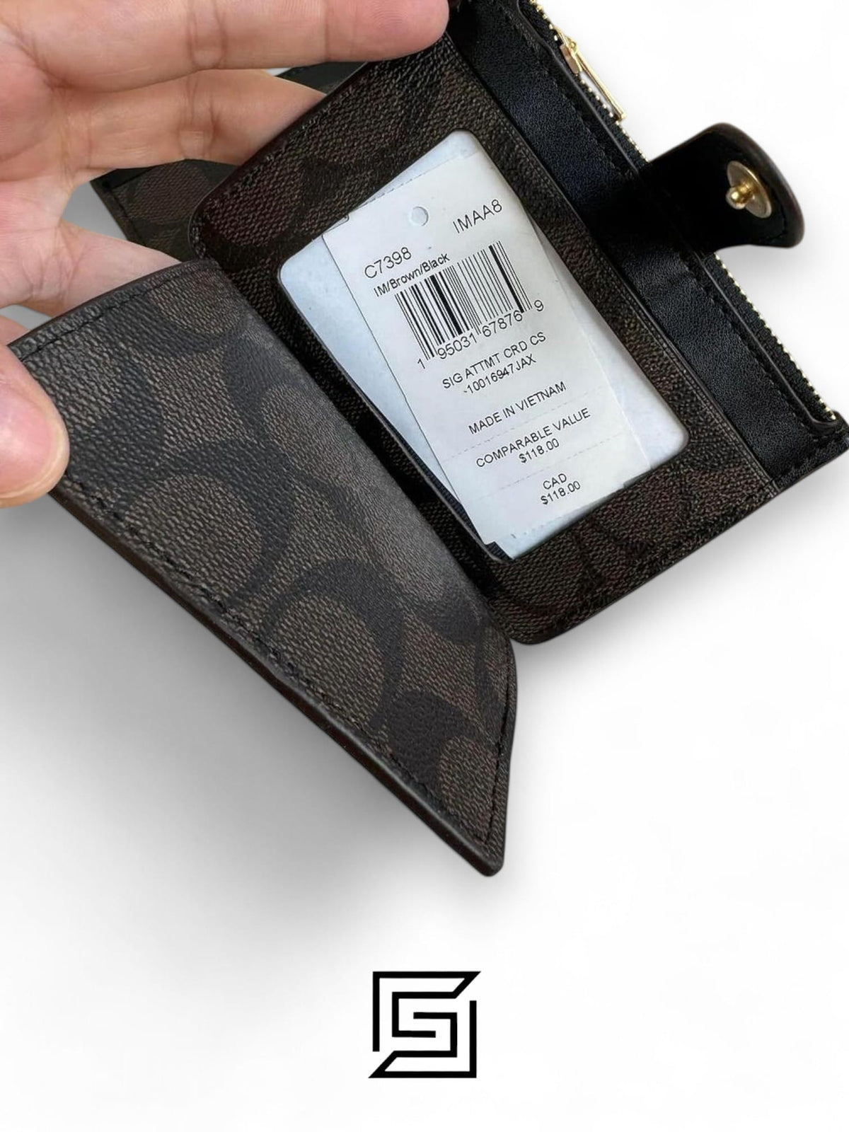 Attachment Card Case In Signature Canvas C7398 Brown x Black