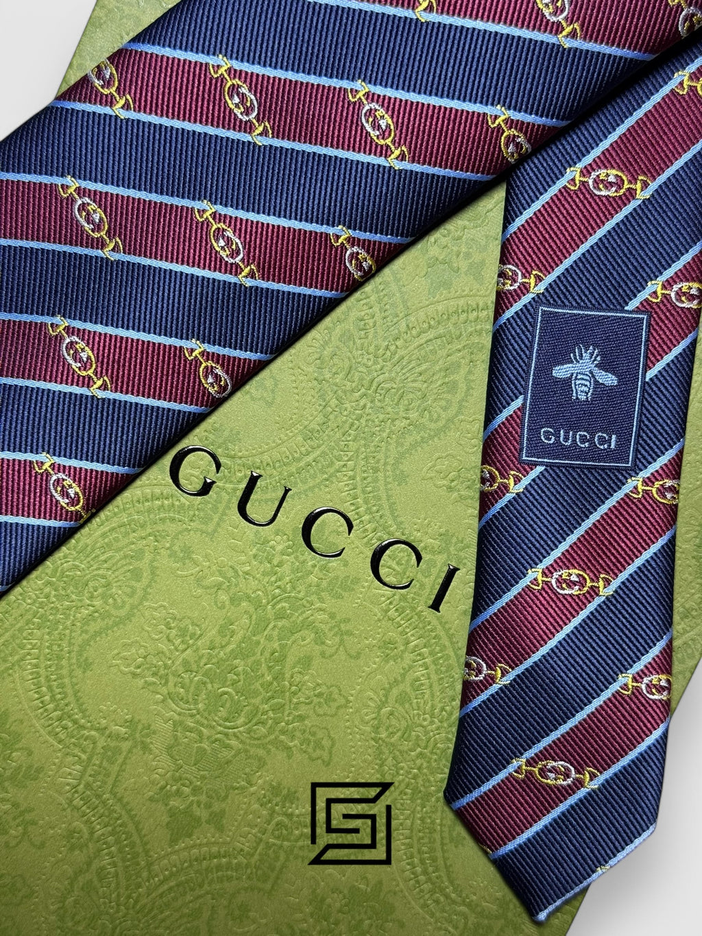 Gucci - Striped Navy Blue - Maroon With GG Pattern