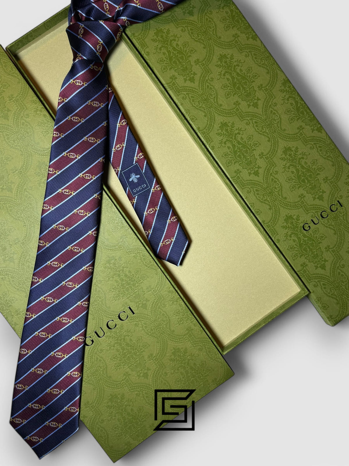 Gucci - Striped Navy Blue - Maroon With GG Pattern