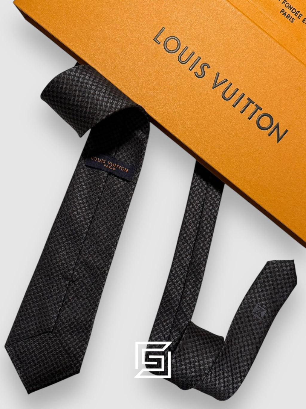 Louis Vuitton - Black Small Squares With Logo Pattern Italian Style