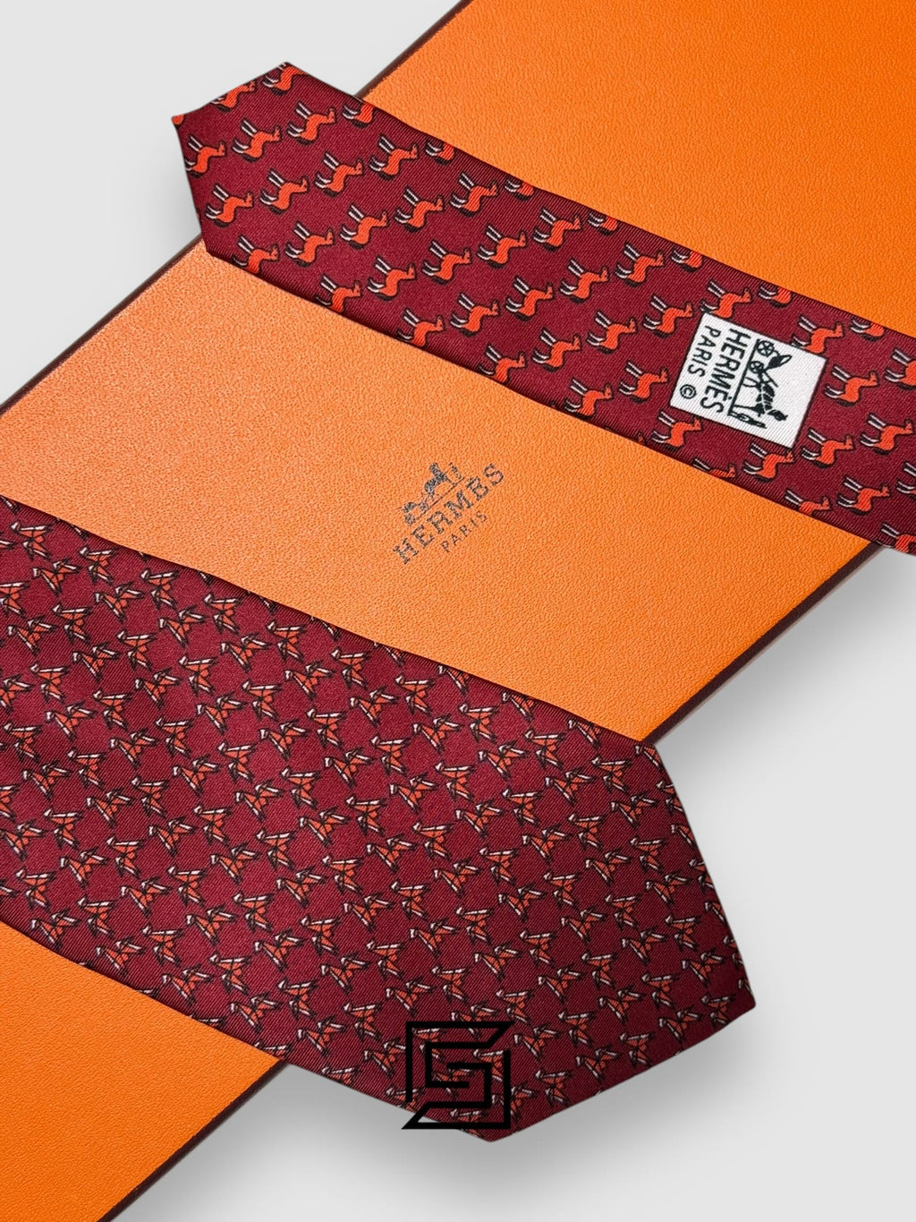 Hermes - Maroon With Horse Pattern Italian Style