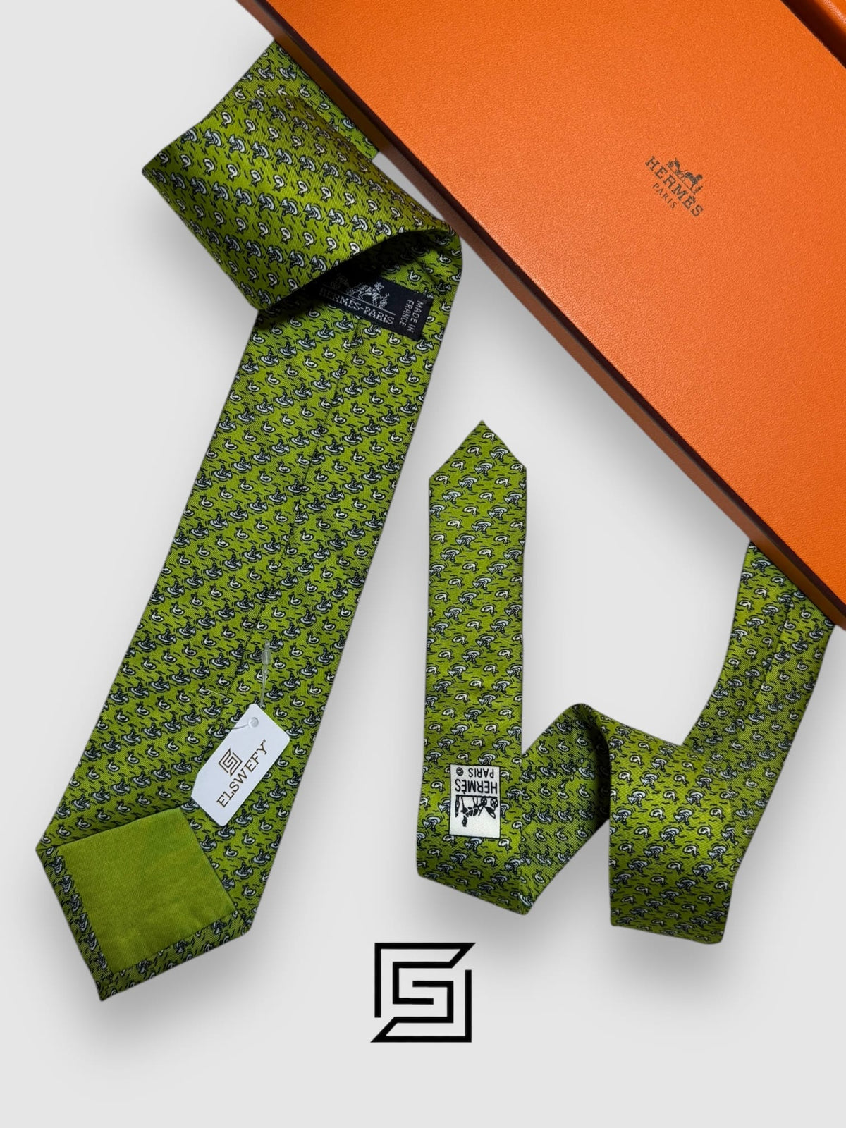Hermes - Green With Horse Pattern Italian Style
