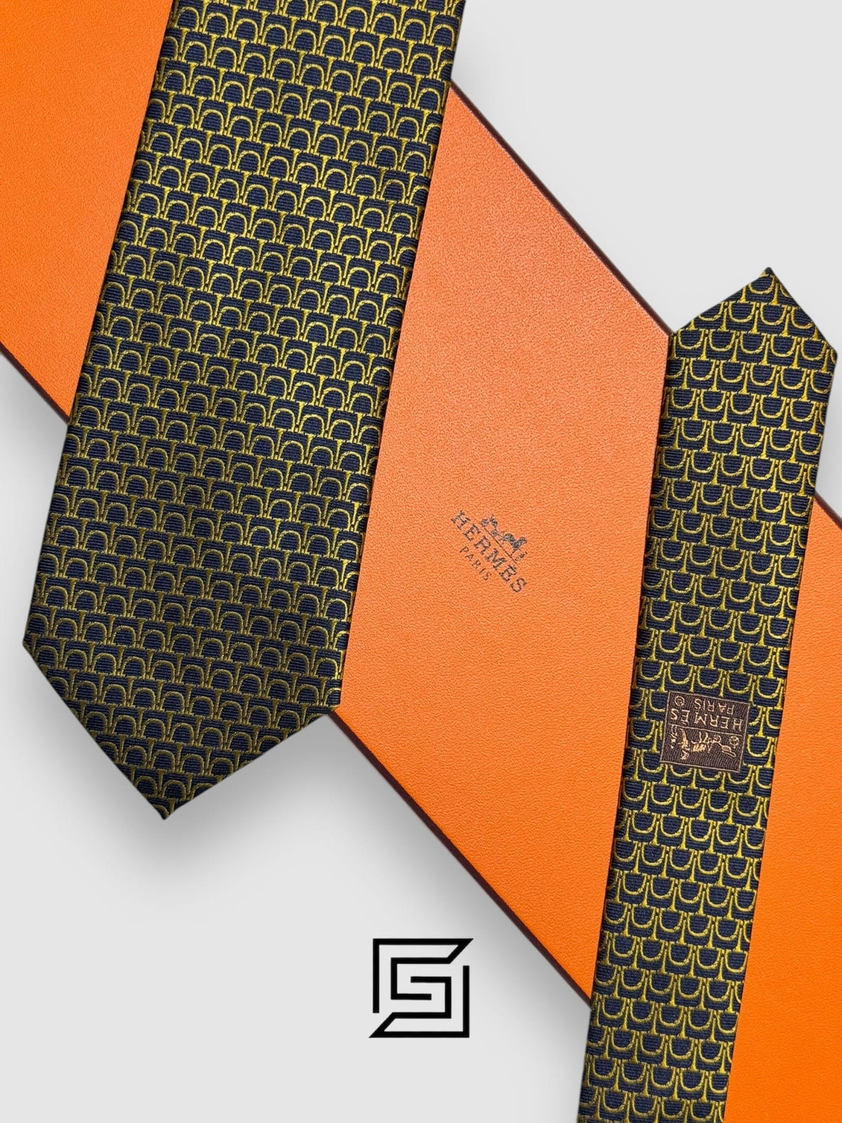 Hermes - Blue - Gold With Horseshoe Pattern Italian Style