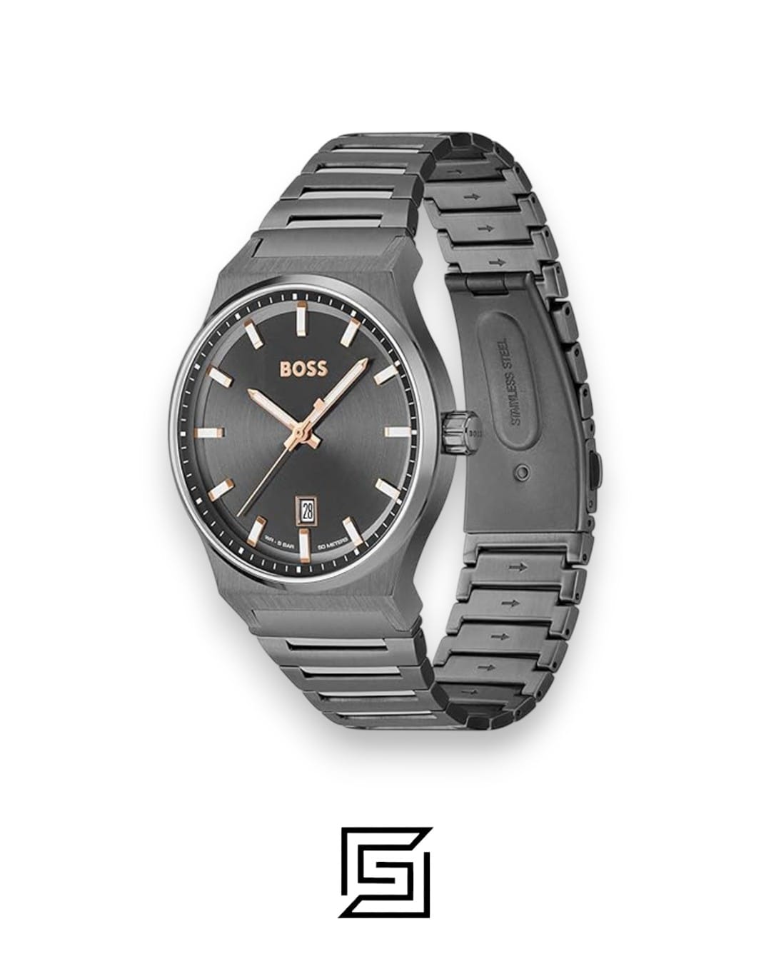 HUGO BOSS Mens Stainless Steel Analog Grey Dial Watch 1514078