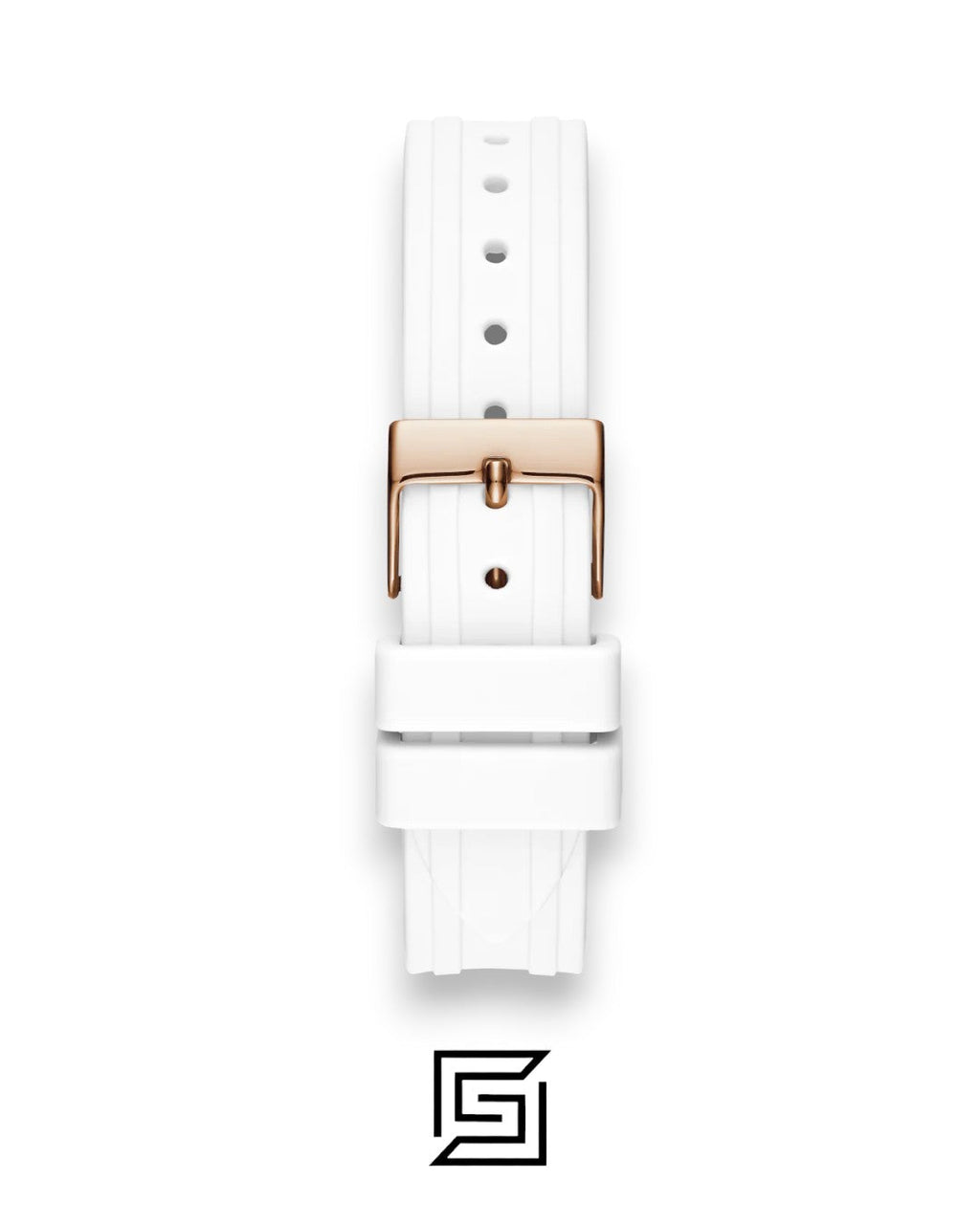 GUESS WOMEN ROSE GOLD TONE Analog RUBERR WHITE BAND Watch-GW0034L2