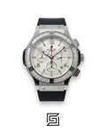Hublot Big Bang Women – White Dial, Diamond Bezel & Black Rubber