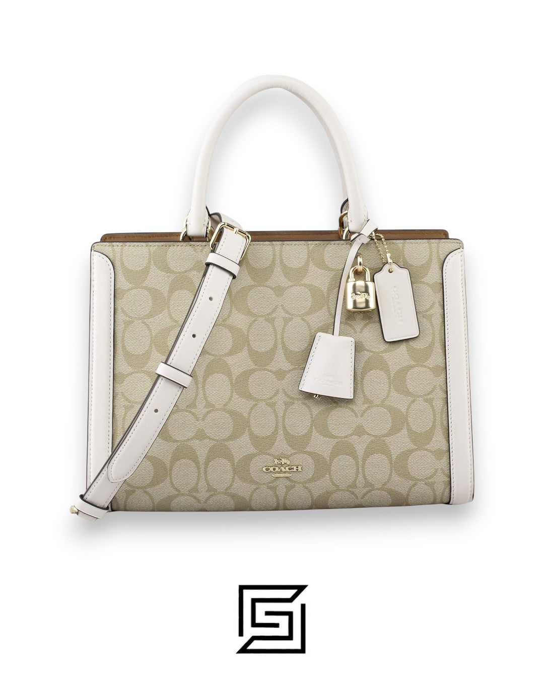 Signature Zoe Carryall Handbag in Light Khaki Chalk Style F69075