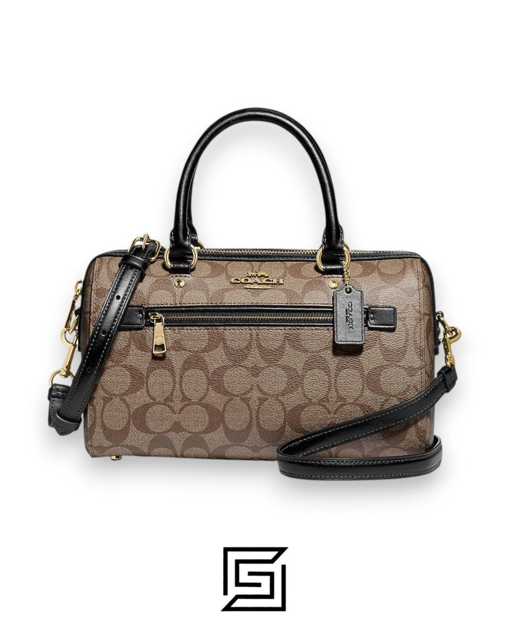 Coach Rowan Satchel In Signature Canvas Brown Black – Style No. F83607