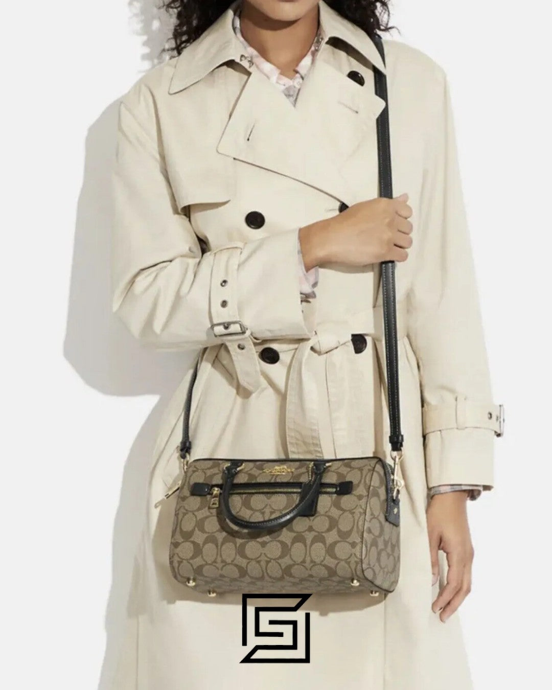 Coach Rowan Satchel In Signature Canvas Brown Black – Style No. F83607