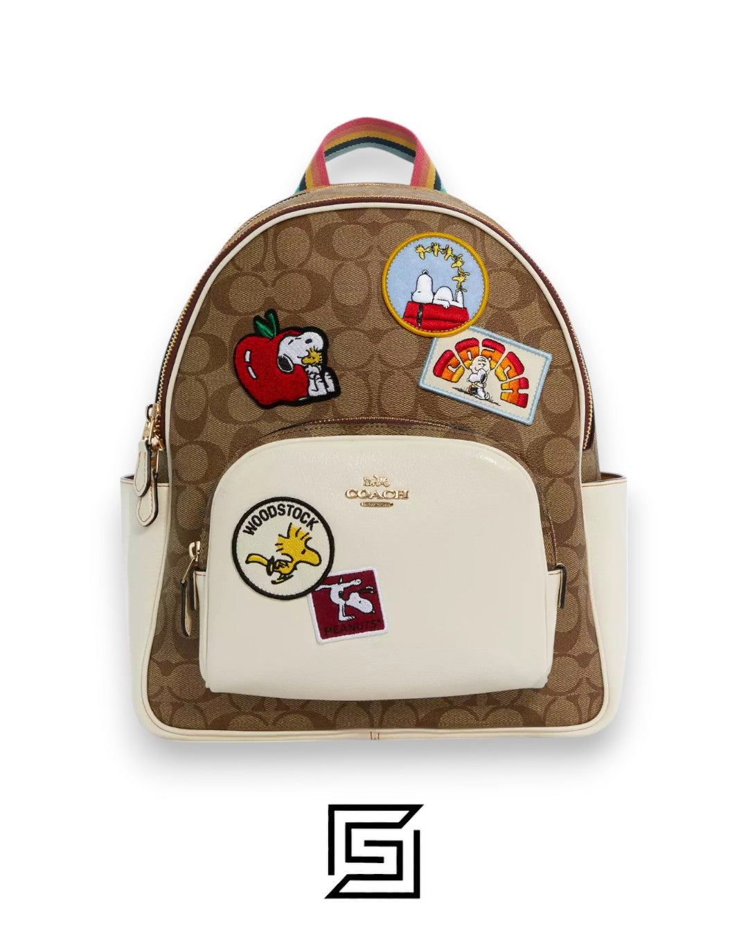 Coach X Peanuts Court Backpack In Signature Canvas With Varsity Patches C4115