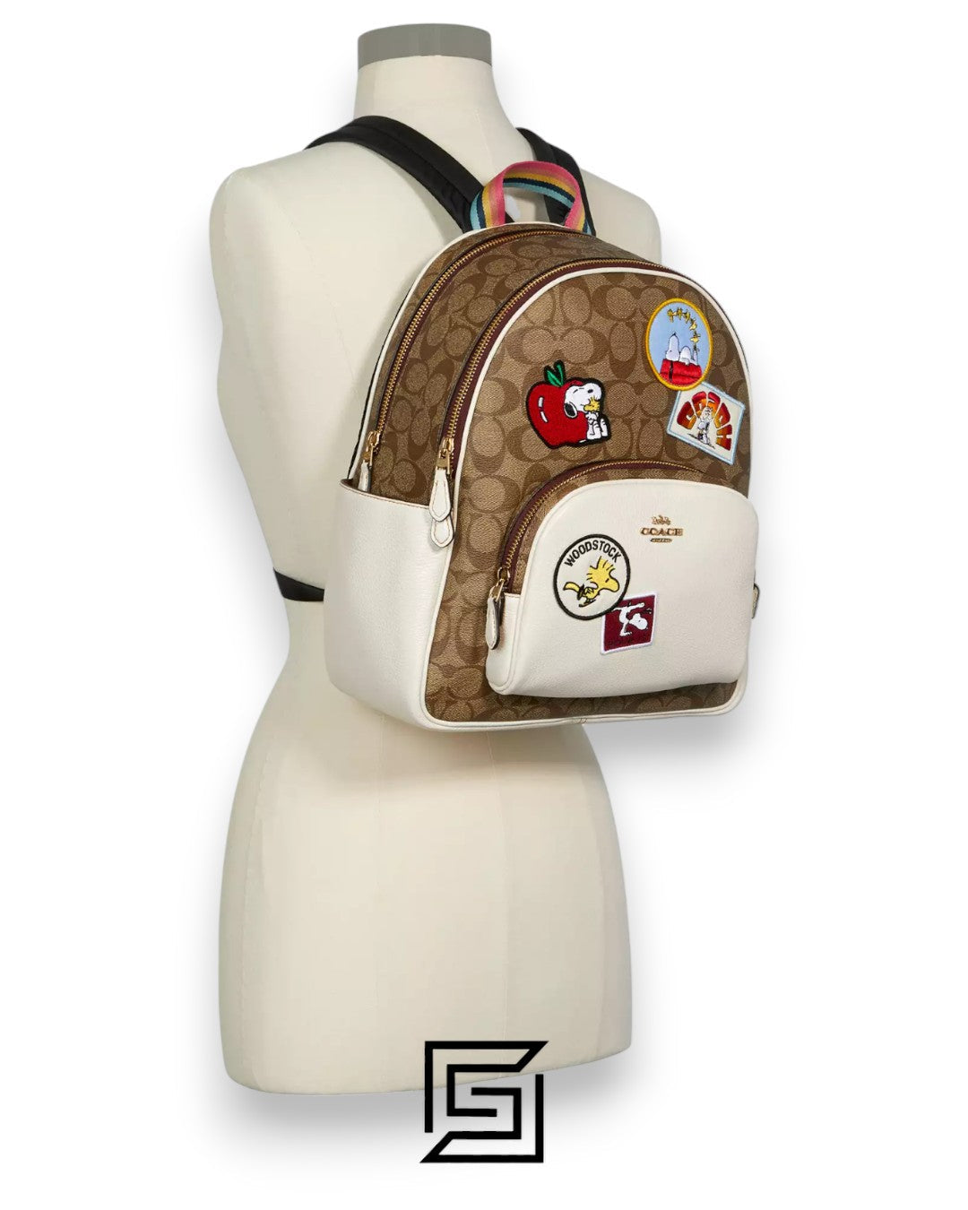 Coach X Peanuts Court Backpack In Signature Canvas With Varsity Patches C4115