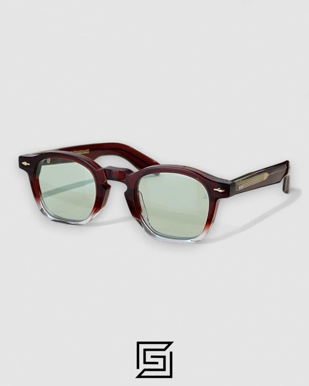 Jacques Marie Mage sunglasses ZEPHIRIN JMM - TRANSPERENT HALF MAROON - LIGHT GREEN