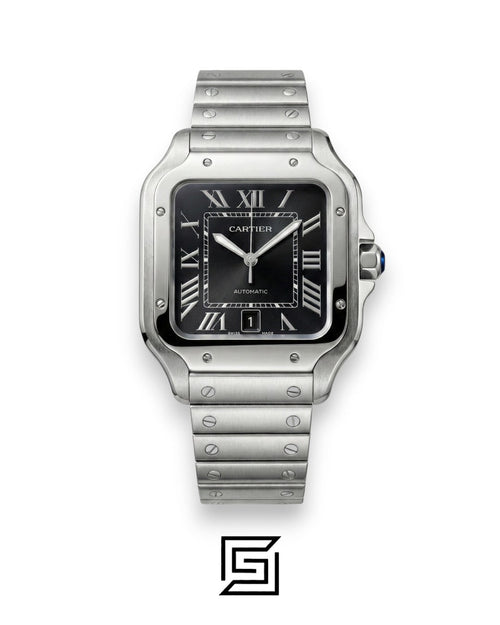 Cartier Santos 3241983 Automatic Black Roman Dial Stainless Steel - 47mm