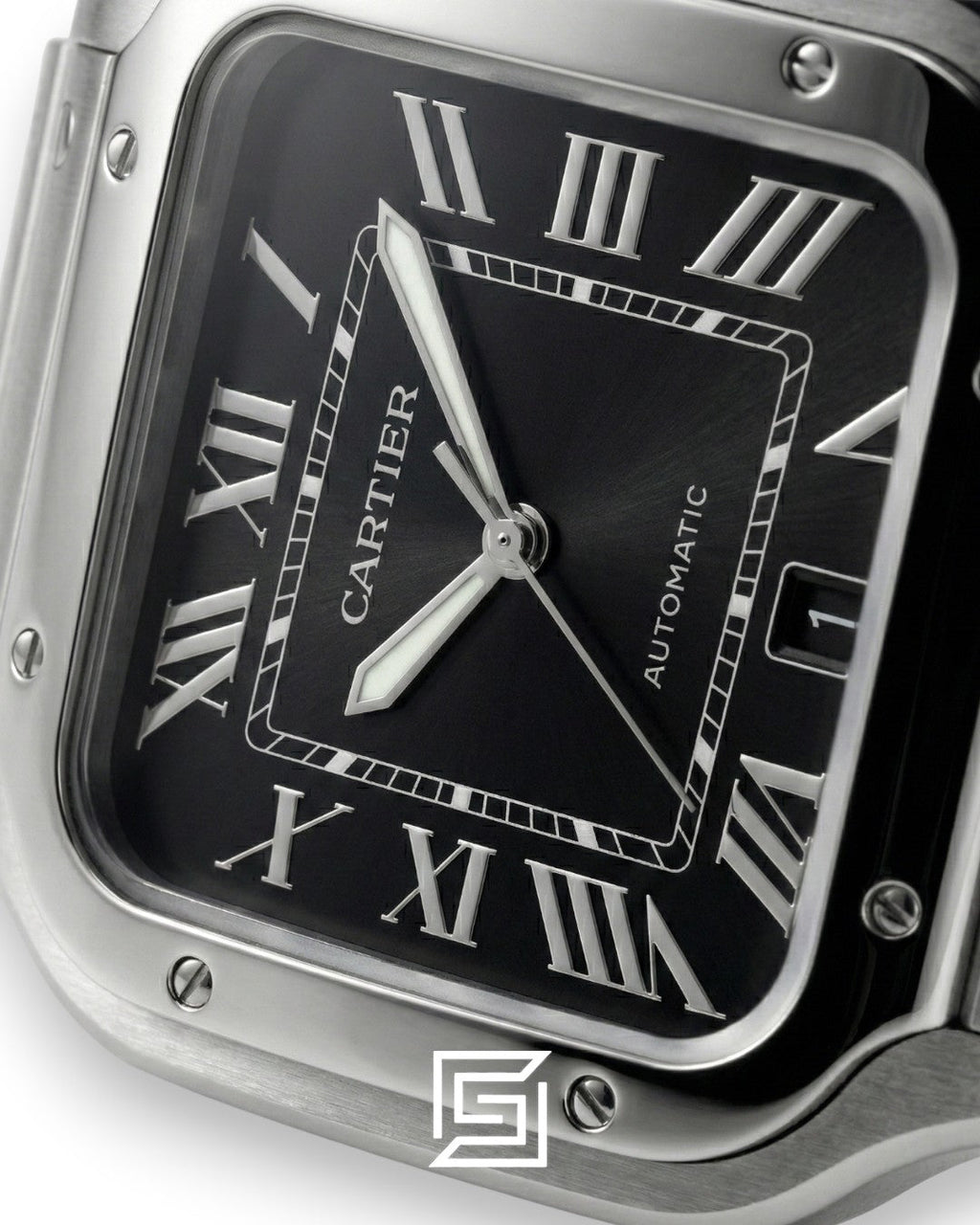 Cartier Santos 3241983 Automatic Black Roman Dial Stainless Steel - 47mm