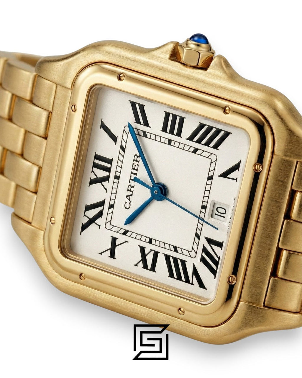 Cartier Santos 644329 Quartz White Roman Dial Full Gold - 42mm