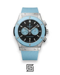 Hublot Classic Fusion Chronograph – Black Dial with Baby Blue Sub-Dials & Strap