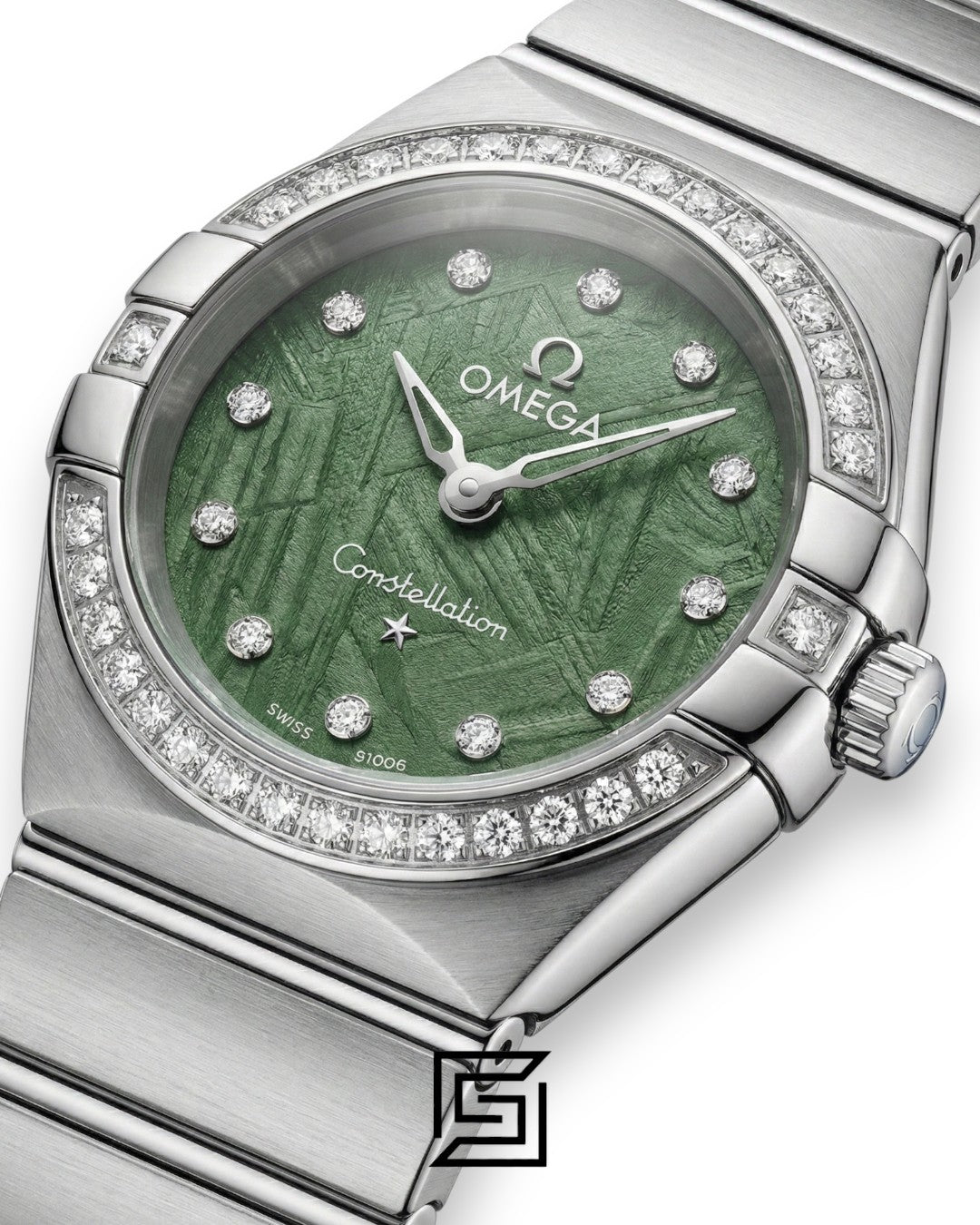 Omega Constellation Ladies 27mm – Green Dial, Diamond Bezel & Stainless Steel