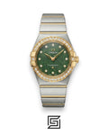 Omega Constellation Ladies 27mm – Green Dial, Diamond Bezel & Two-Tone