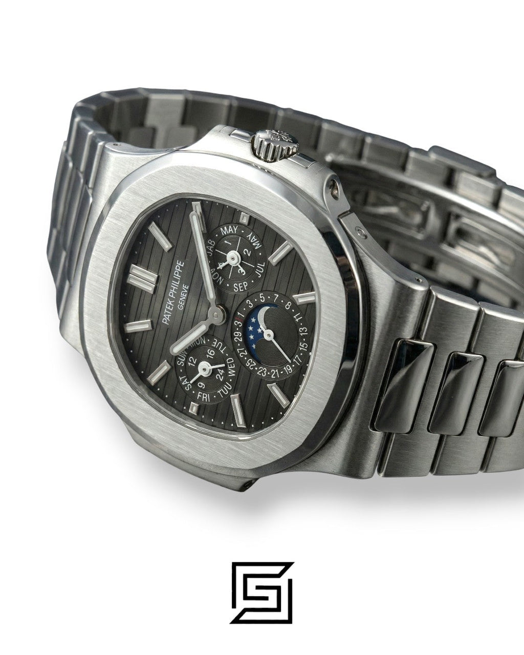 Patek Philippe Nautilus Perpetual Calendar – Black Dial – Japanese Automatic Chronograph – Stainless Steel Bracelet