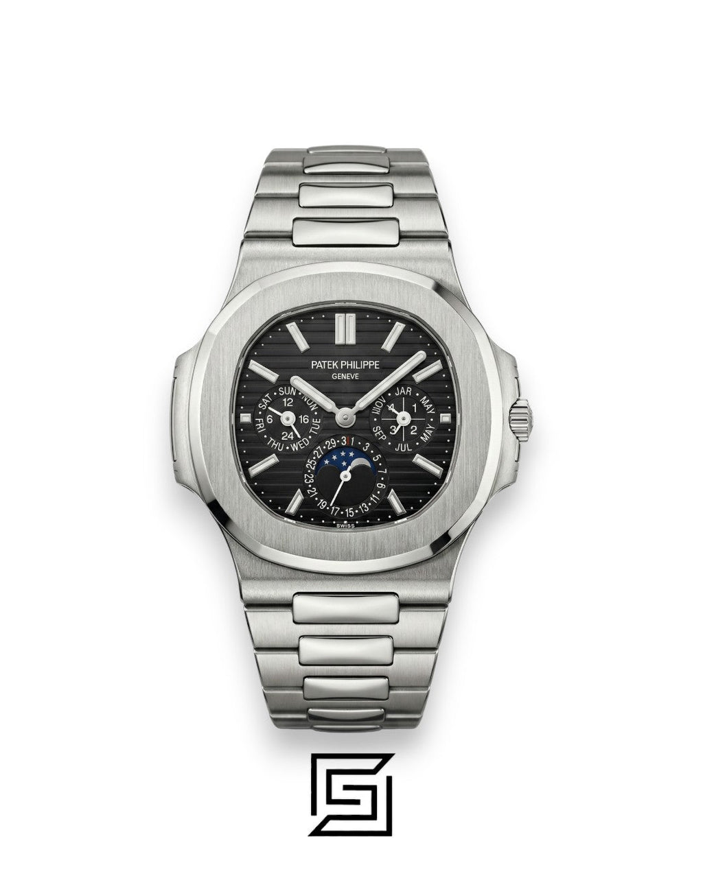 Patek Philippe Nautilus Perpetual Calendar – Black Dial – Japanese Automatic Chronograph – Stainless Steel Bracelet