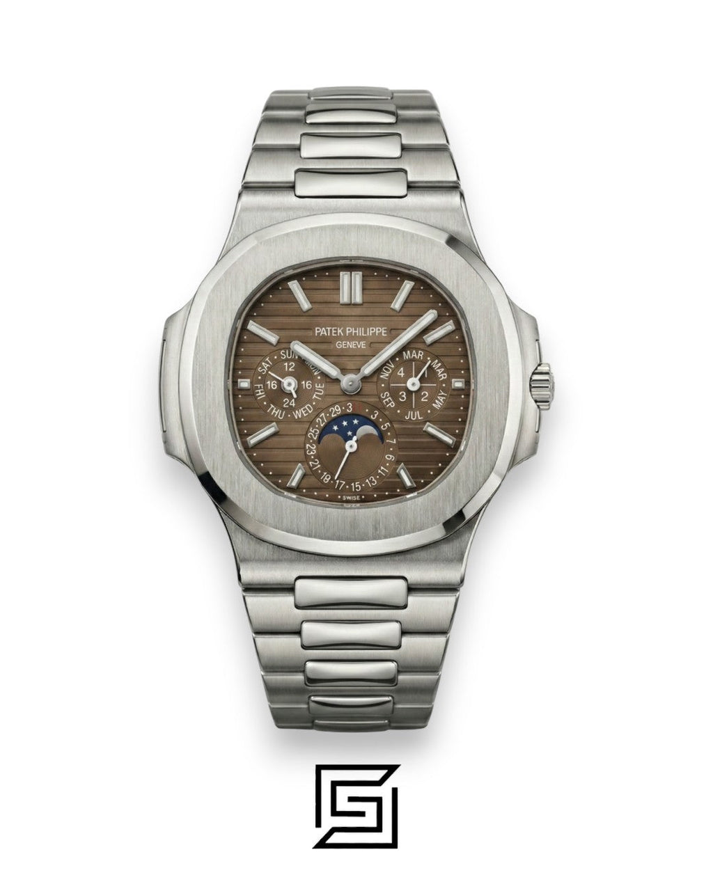 Patek Philippe Nautilus Perpetual Calendar – Brown Dial – Japanese Automatic Chronograph – Stainless Steel Bracelet