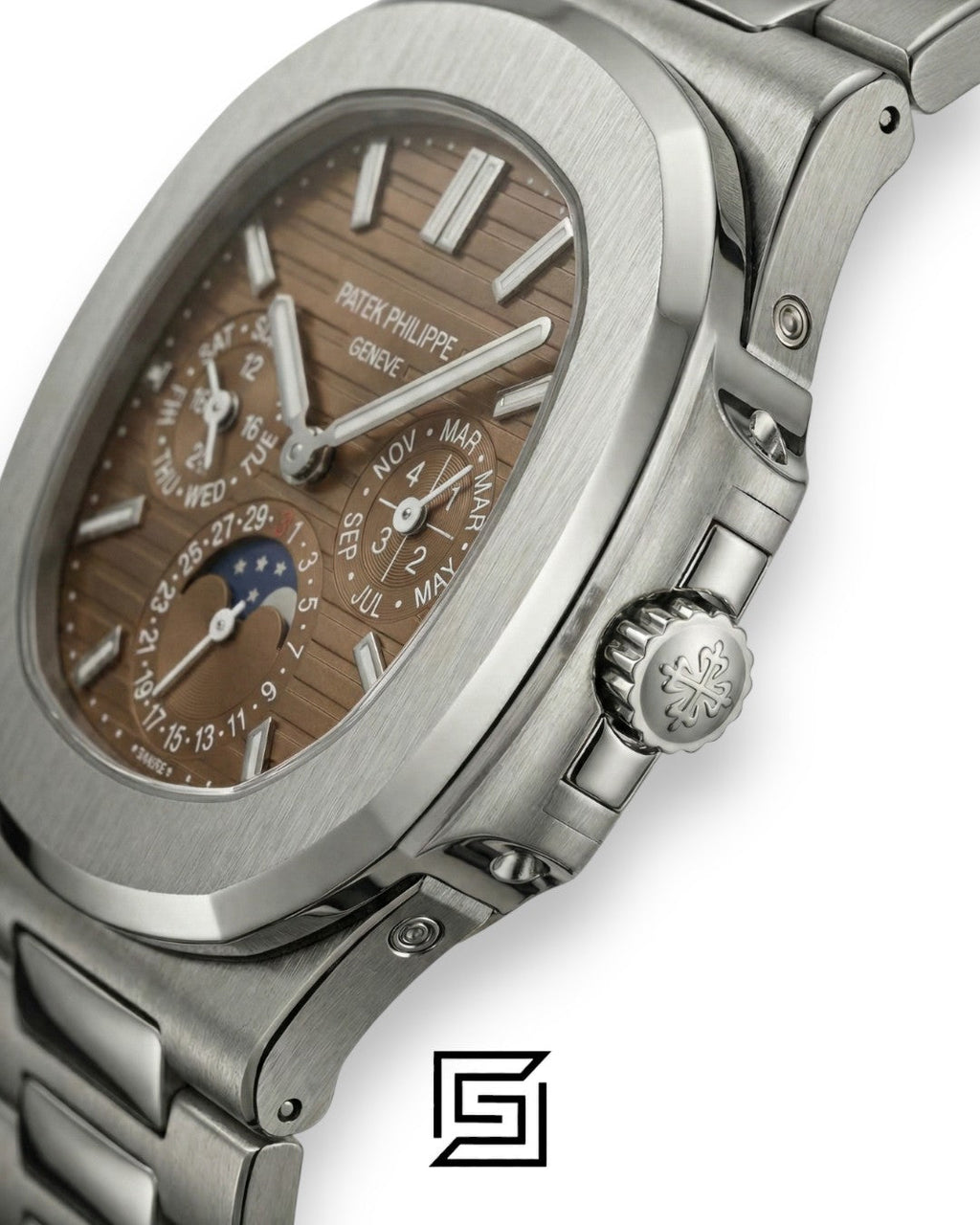 Patek Philippe Nautilus Perpetual Calendar – Brown Dial – Japanese Automatic Chronograph – Stainless Steel Bracelet