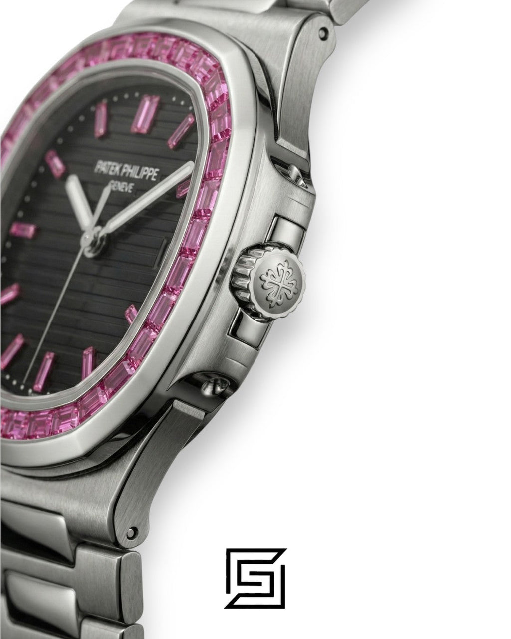 Patek Philippe Nautilus – White Dial – Pink Gem Bezel – Japanese Automatic