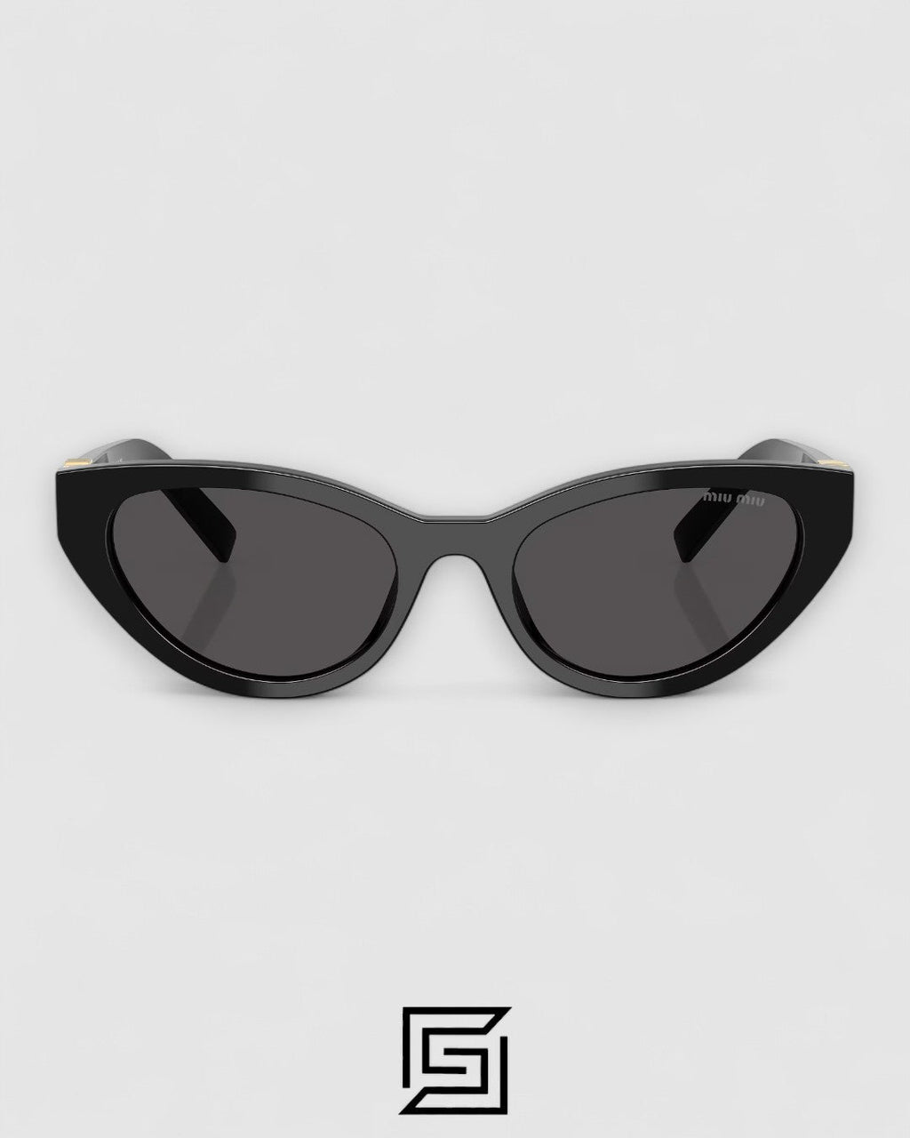 Miu Miu MUA04 16K08Z Black Lenses and Black Frame With Gold Logo