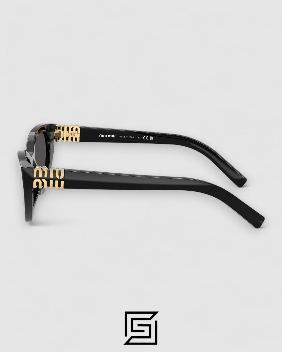 Miu Miu MUA04 16K08Z Black Lenses and Black Frame With Gold Logo