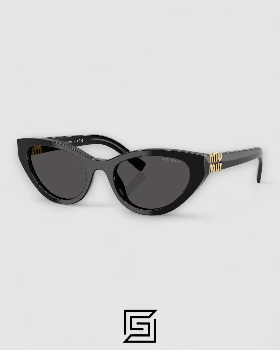 Miu Miu MUA04 16K08Z Black Lenses and Black Frame With Gold Logo