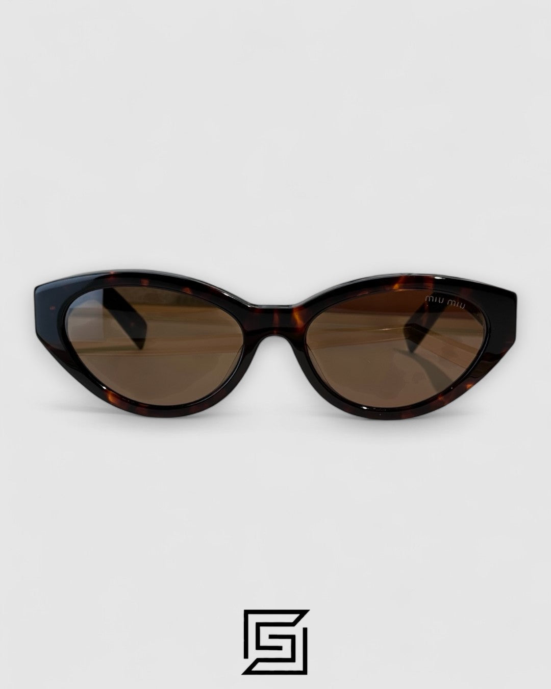 Miu Miu MUA04 14L60M Brown Lenses and Tiger Brown Frame With Gold Logo
