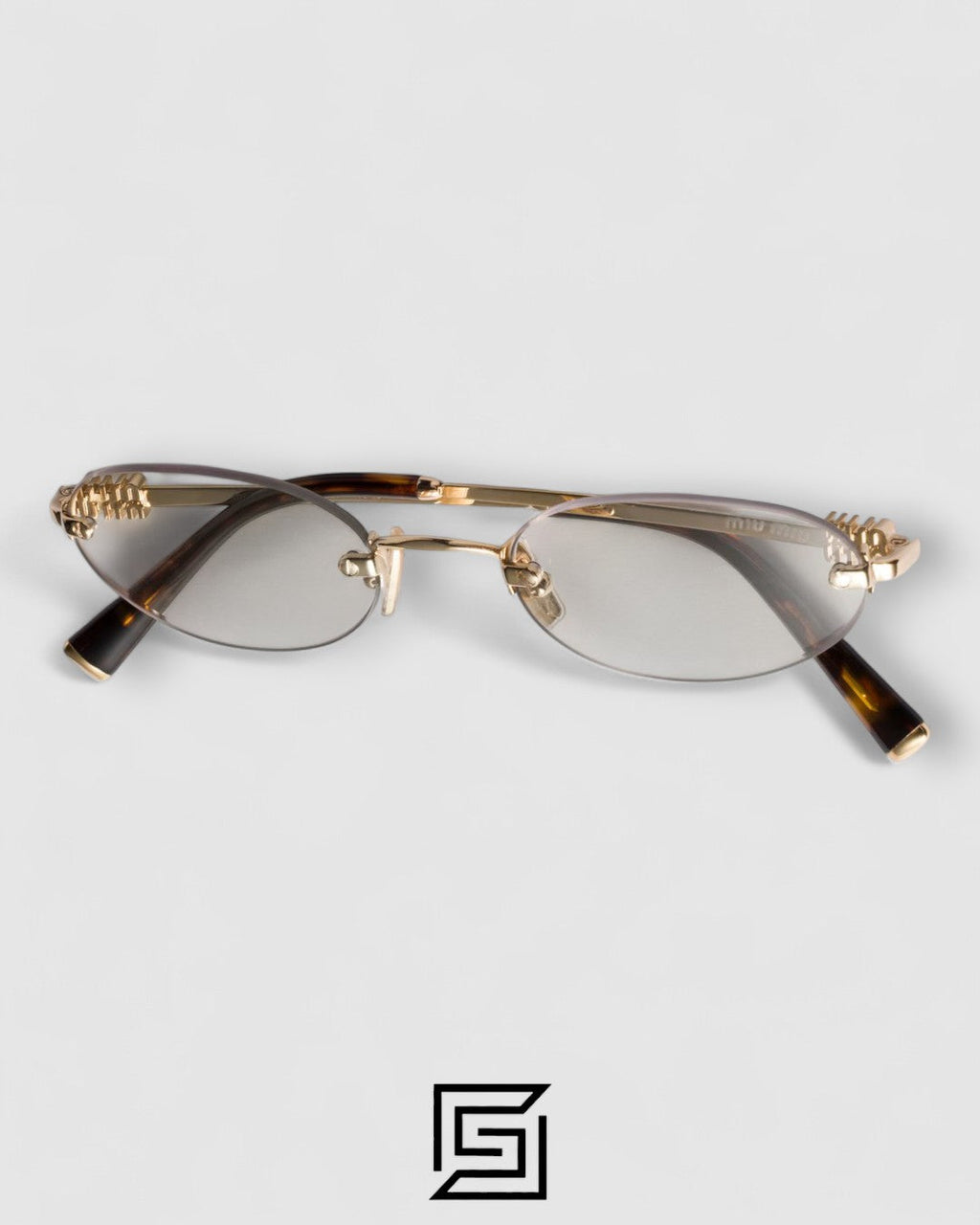 Miu Miu SMUA54s zvn101 Clear Blue Light Filter with Gold Frame