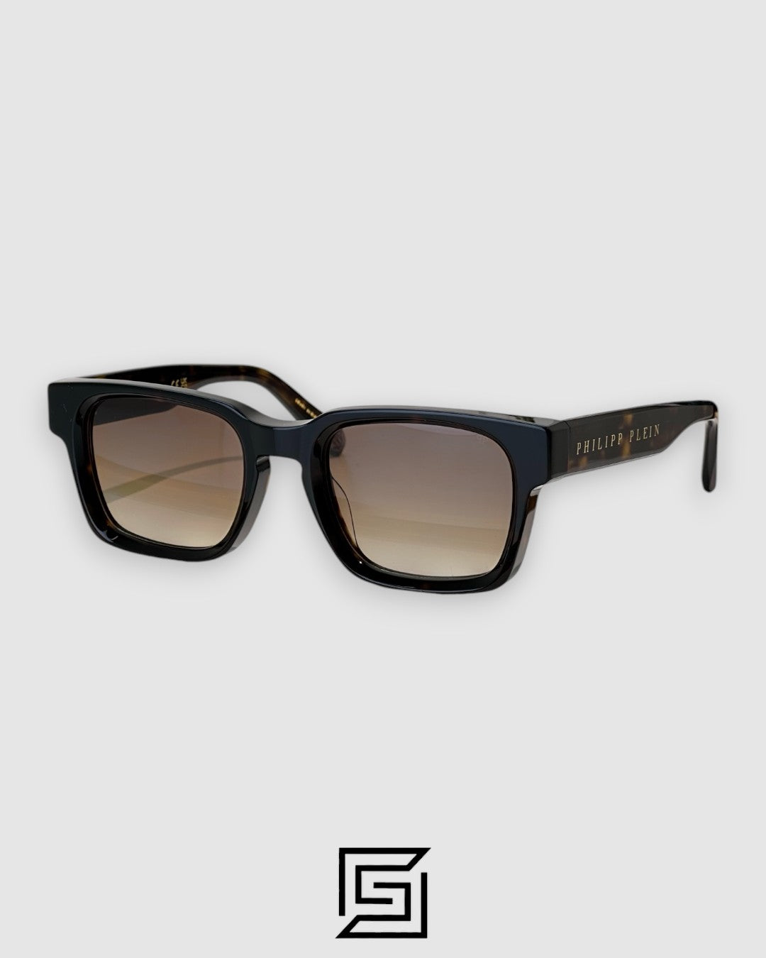PHILIP PELEN Dark Shapes VPP145M Brown Lenses Tiger Brown Frame Gold Logo