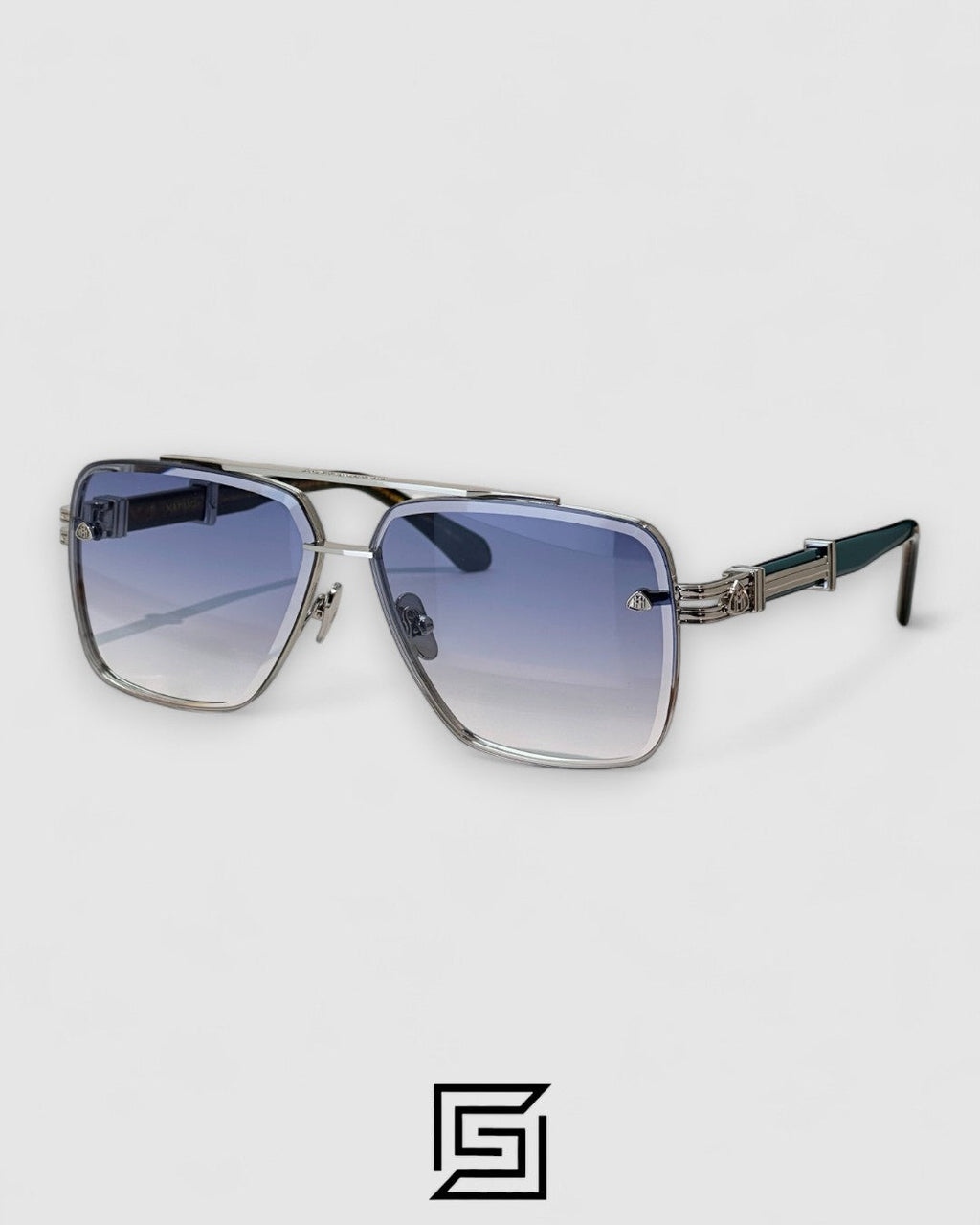 MAYBACH THE GRAND 2 Light Blue Leanses Silver Frame