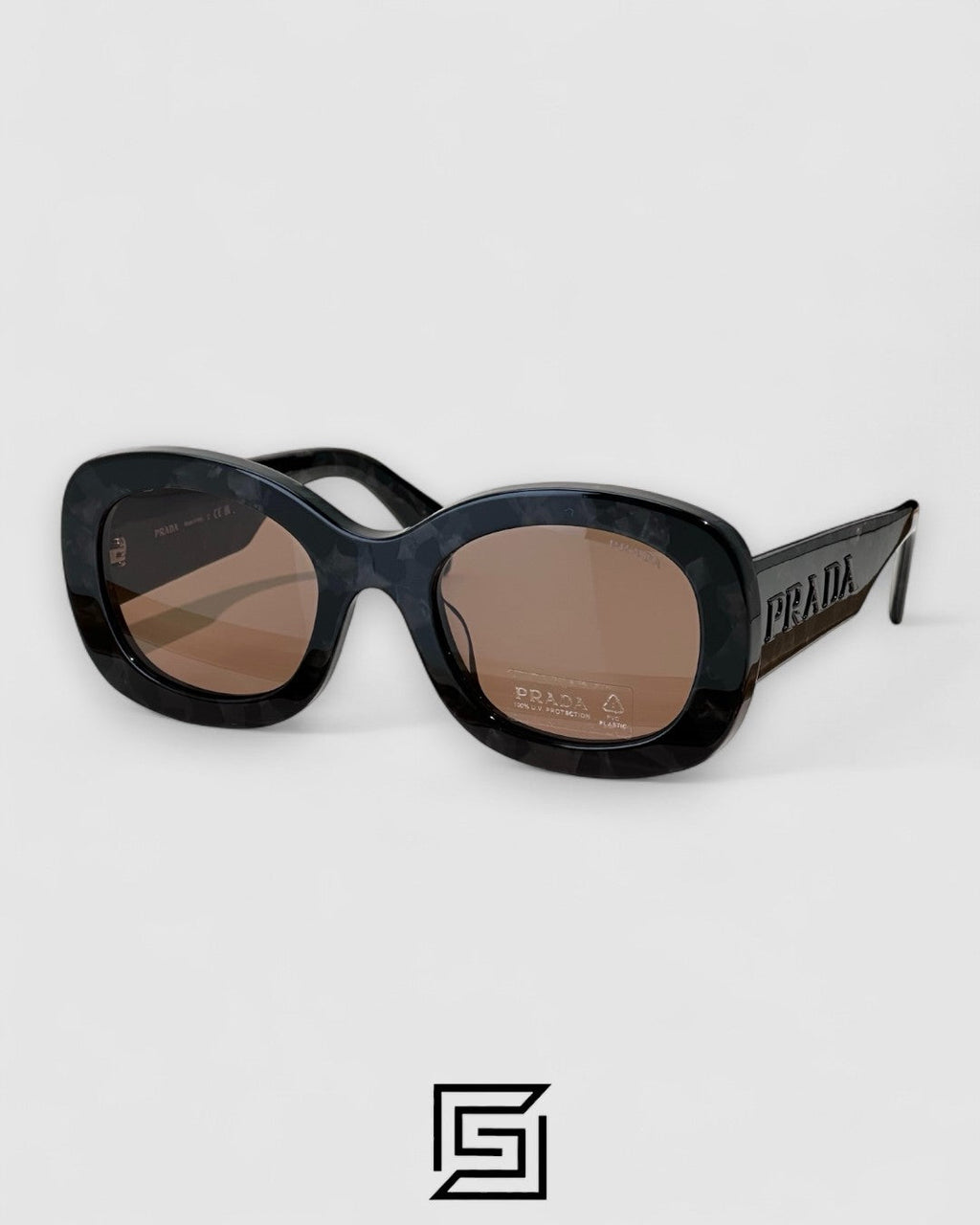 Prada PRA 13S Brown Lenses Marble Grey Frame