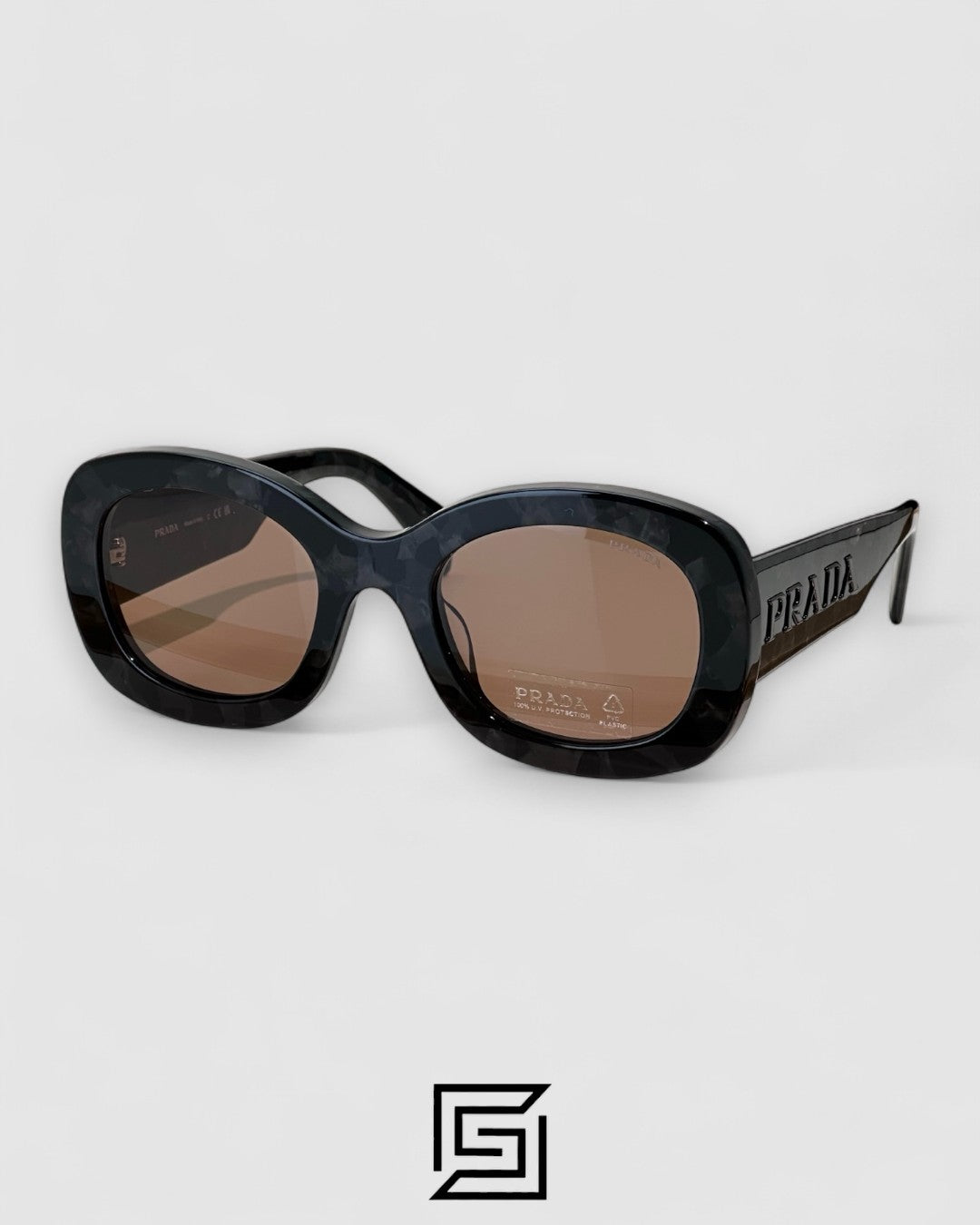 Prada PRA 13S Brown Lenses Marble Grey Frame