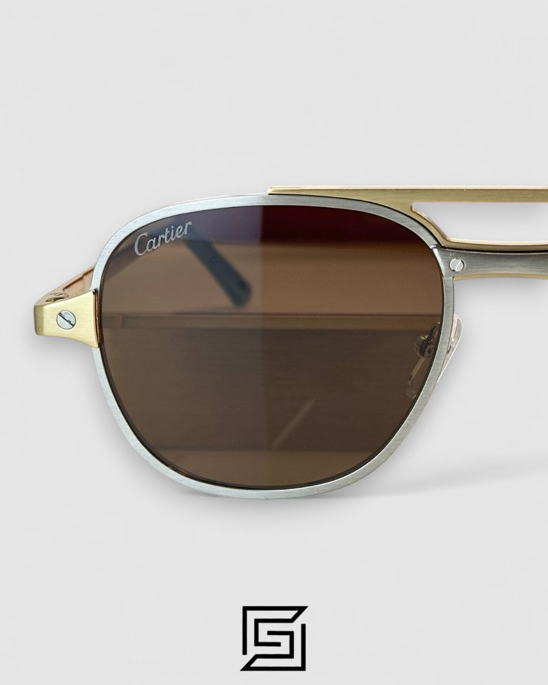 Cartier CT0477S Brown Lenses Half Gold Frame