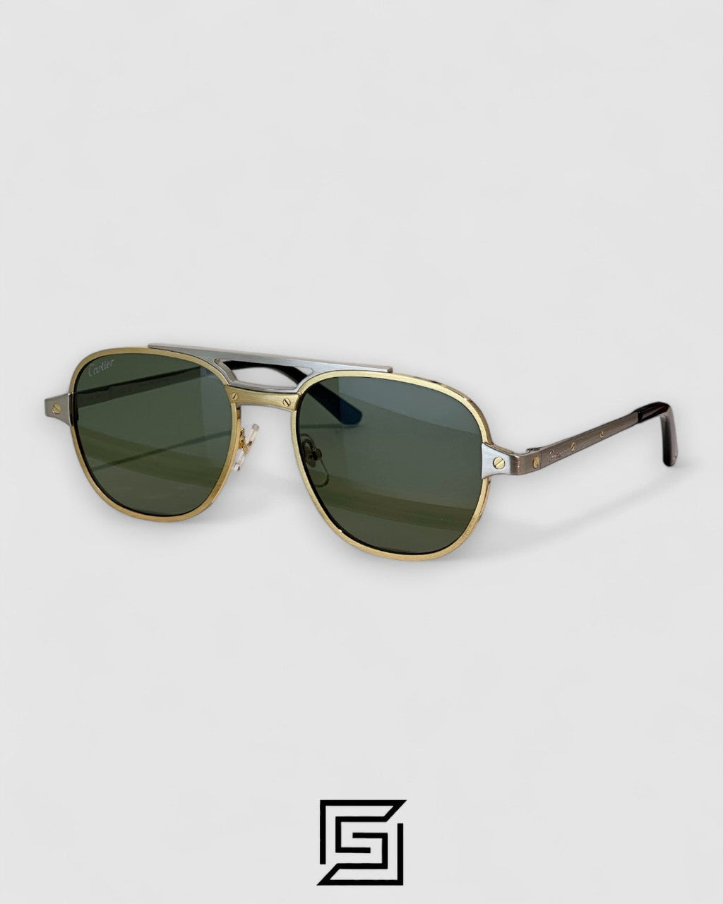 Cartier CT0477S Olive Lenses Half Gold Frame
