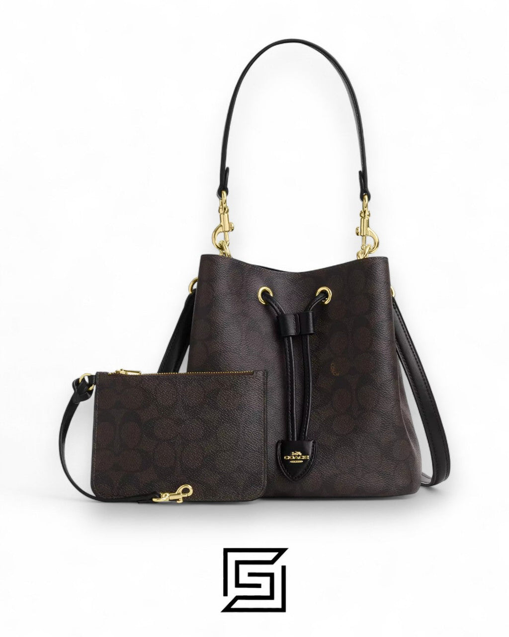 Coach Rowan Bucket Bag In Signature Canvas Dark Brown – Style No. CBH07