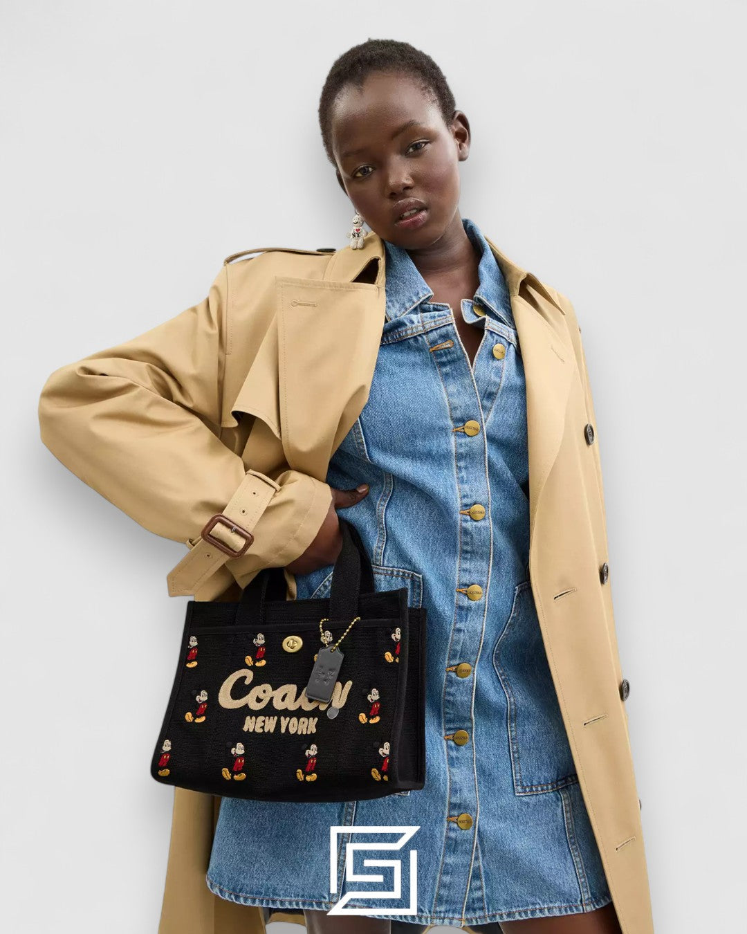 Disney X Coach Cargo Tote Bag 26 With Mickey Mouse In Regenerative Cotton Canvas – Style No. CAE70