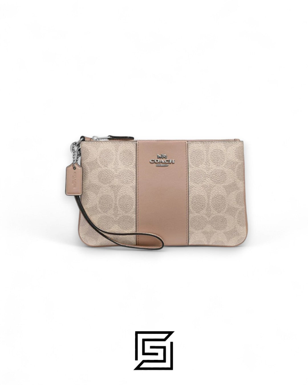 Coach Small Wristlet In Colorblock Signature Canva Khaki x Khaki No. F32445