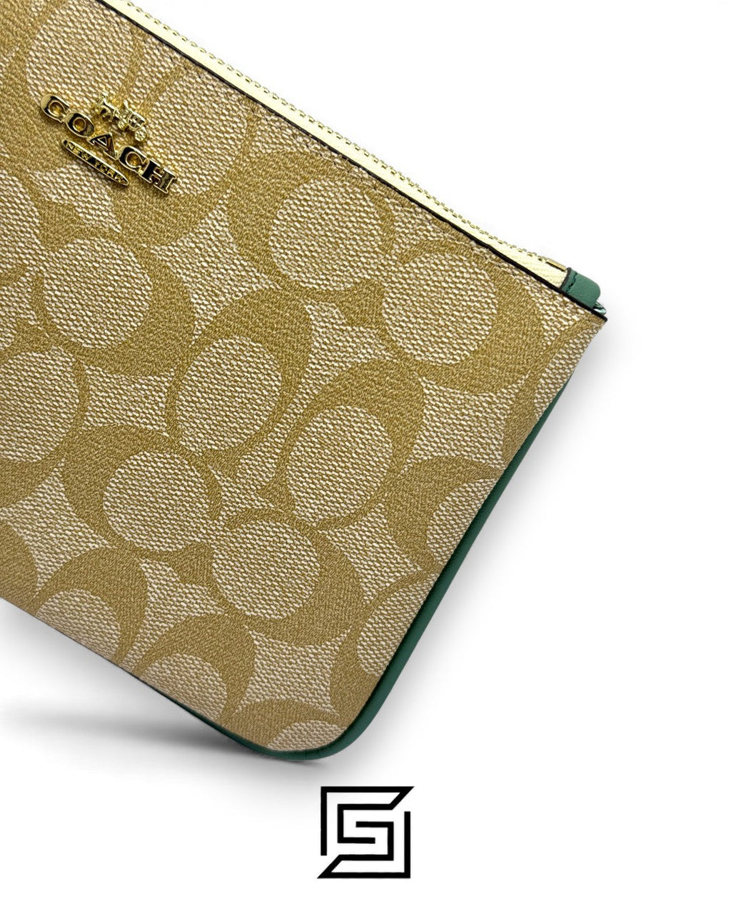 Coach Large Wristlet In Signature Canvas Khaki x Blue Style No. F58695