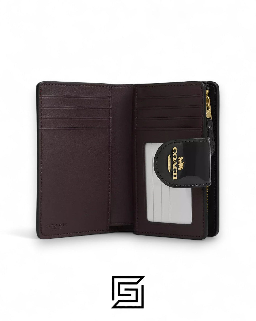 Coach Medium Corner Zip Wallet In Signature Leather in Black Style No. CV414
