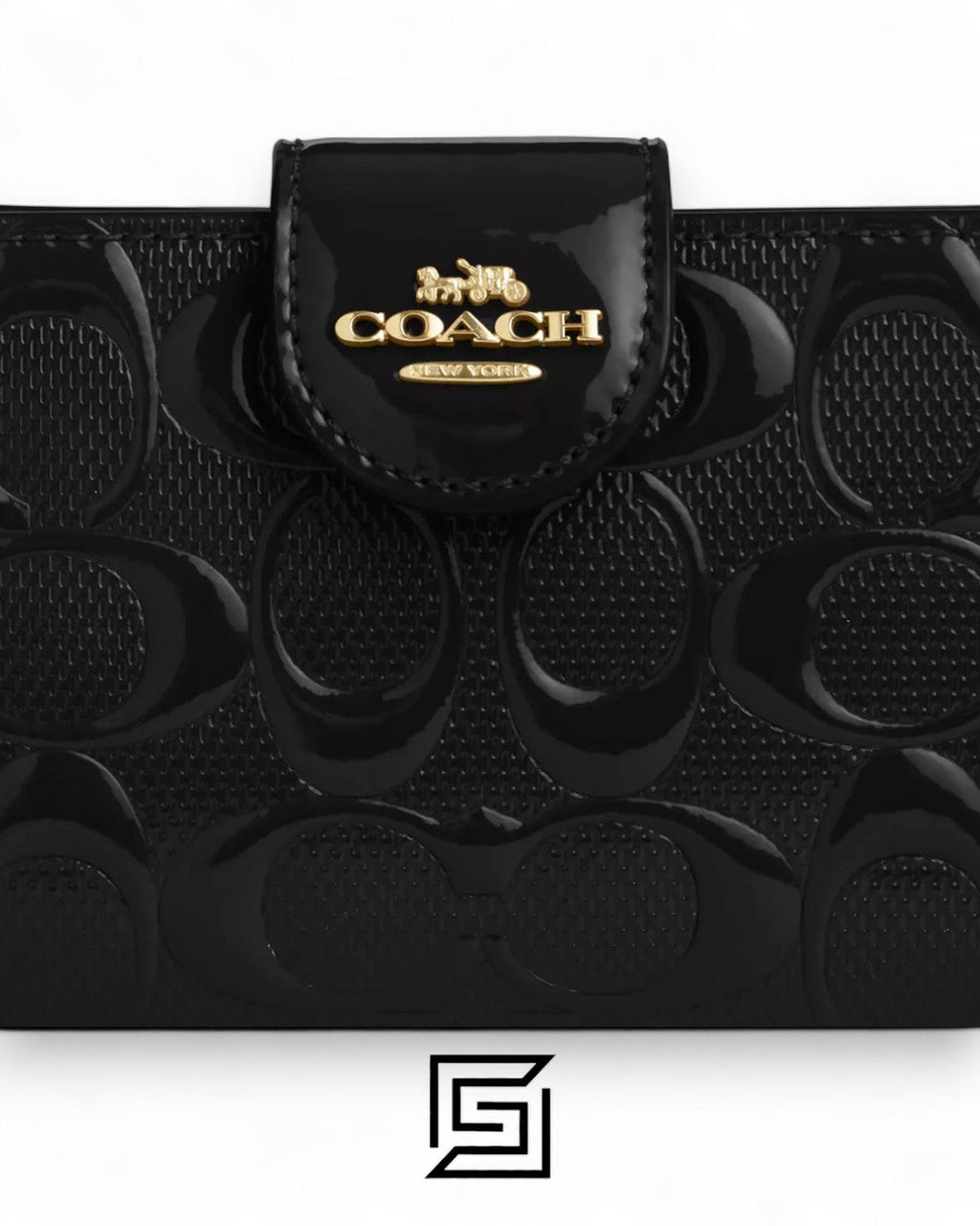 Coach Medium Corner Zip Wallet In Signature Leather in Black Style No. CV414