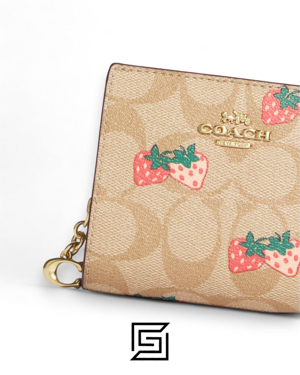 Coach Snap Wallet In Signature Canvas With Strawberry Print Style No. CB605
