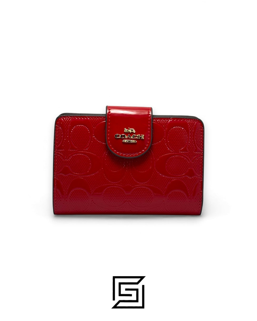 Coach Medium Corner Zip Wallet In Signature Leather in Red Style No. CV414